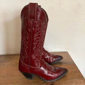 Justin Deep Red Leather Talk Boots Style J7521 Size 3C